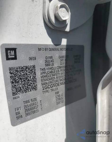 2019 Chevrolet Colorado Z71 из США, поврежденный, VIN 1GCGSDEN6K1349228